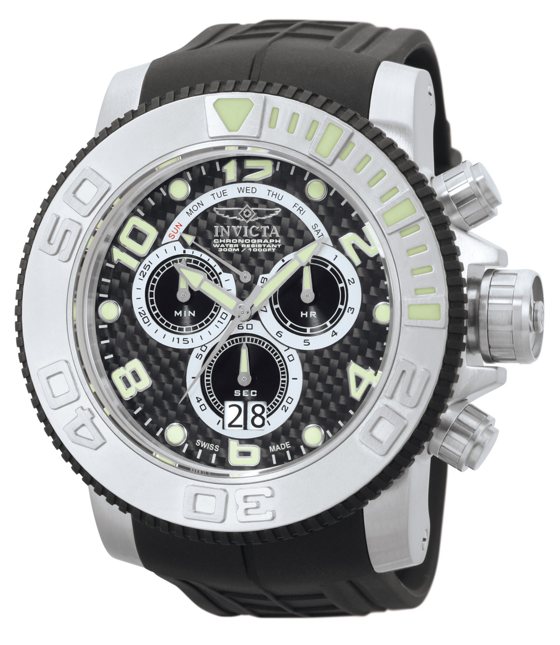 Invicta Men's 0412 Sea Hunter Quartz Chronograph Black Dial Watch